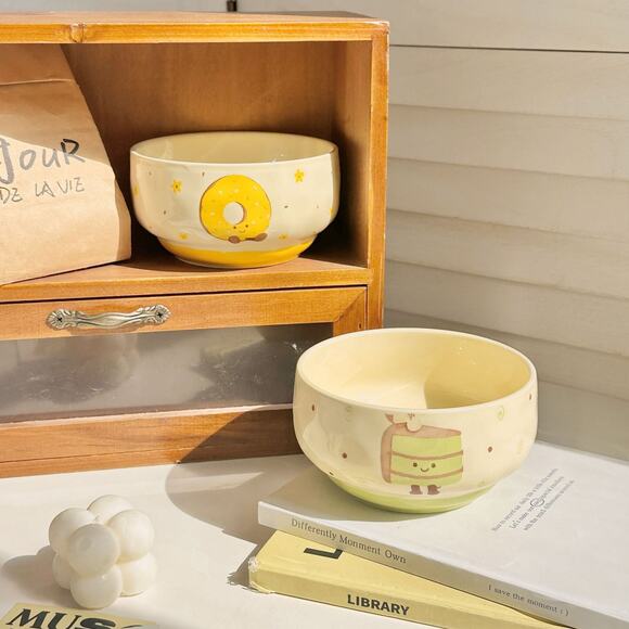 Adorable Ceramic Rice Bowl – Cute Underglaze Tableware set of 4 - Picture 3 of 8